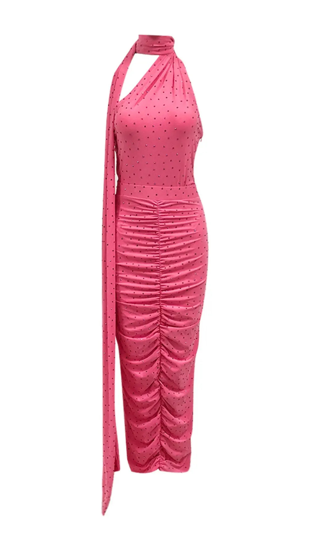 Berit Pink Halter Diamond Skirt Set Flowering Girl