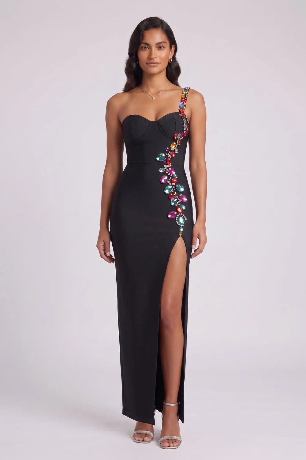 Black Heavy Stretch Bandage Column Gown Flowering Girl