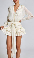 Junius Floral Long Sleeve Mini Dress Flowering Girl