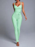 Mandelina Green Bandage Jumpsuit Flowering Girl