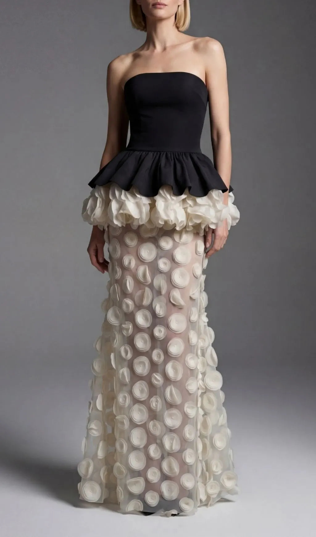 Kaleigh Strapless Petal Maxi Dress Flowering Girl