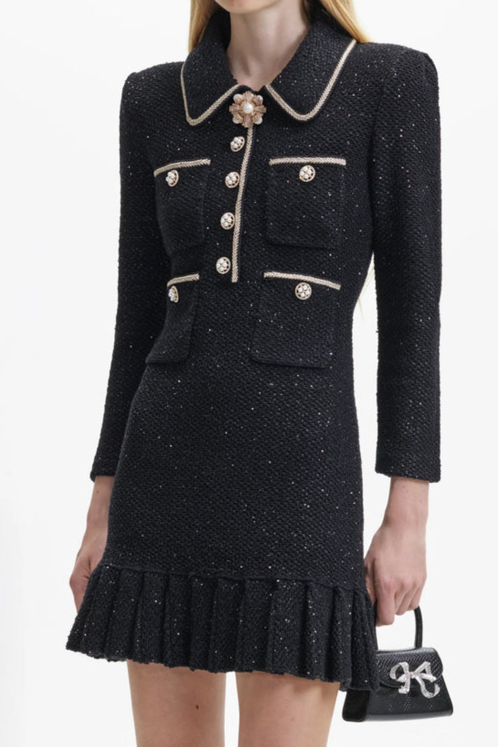 Black Sequin Knit Mini Dress Flowering Girl