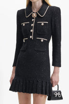 Black Sequin Knit Mini Dress Flowering Girl