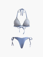 Halter Striped Removable Padded Bikini Set Flowering Girl
