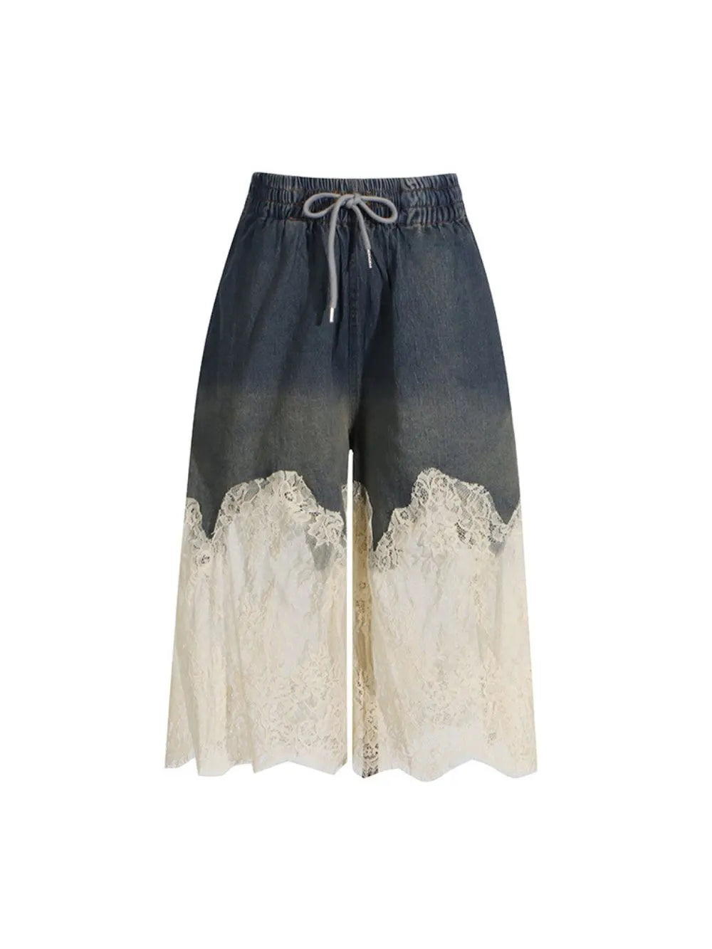 Denim & Lace Cami Top & Capri Pants Two Piece Set Flowering Girl