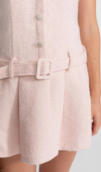 Zenobia Crystal Embellished Tweed Mini Dress With Belt – Blush Flowering Girl