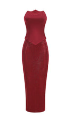 Isley Red Embellished Two-Piece Set Flowering Girl