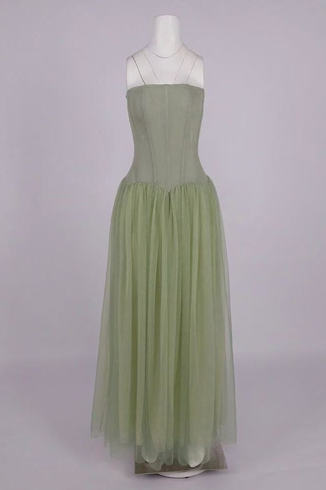 Sage Green Chiffon A-Line Floor-Length Gown Flowering Girl