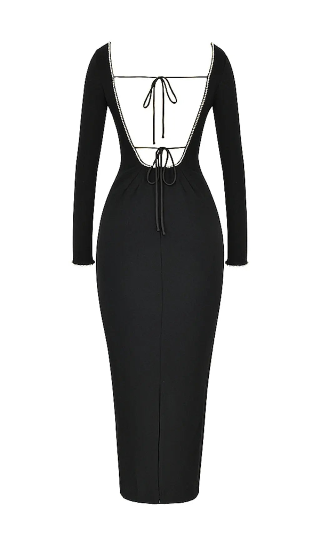 Black Crystal Embellished Maxi Dress Flowering Girl