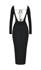 Black Crystal Embellished Maxi Dress Flowering Girl