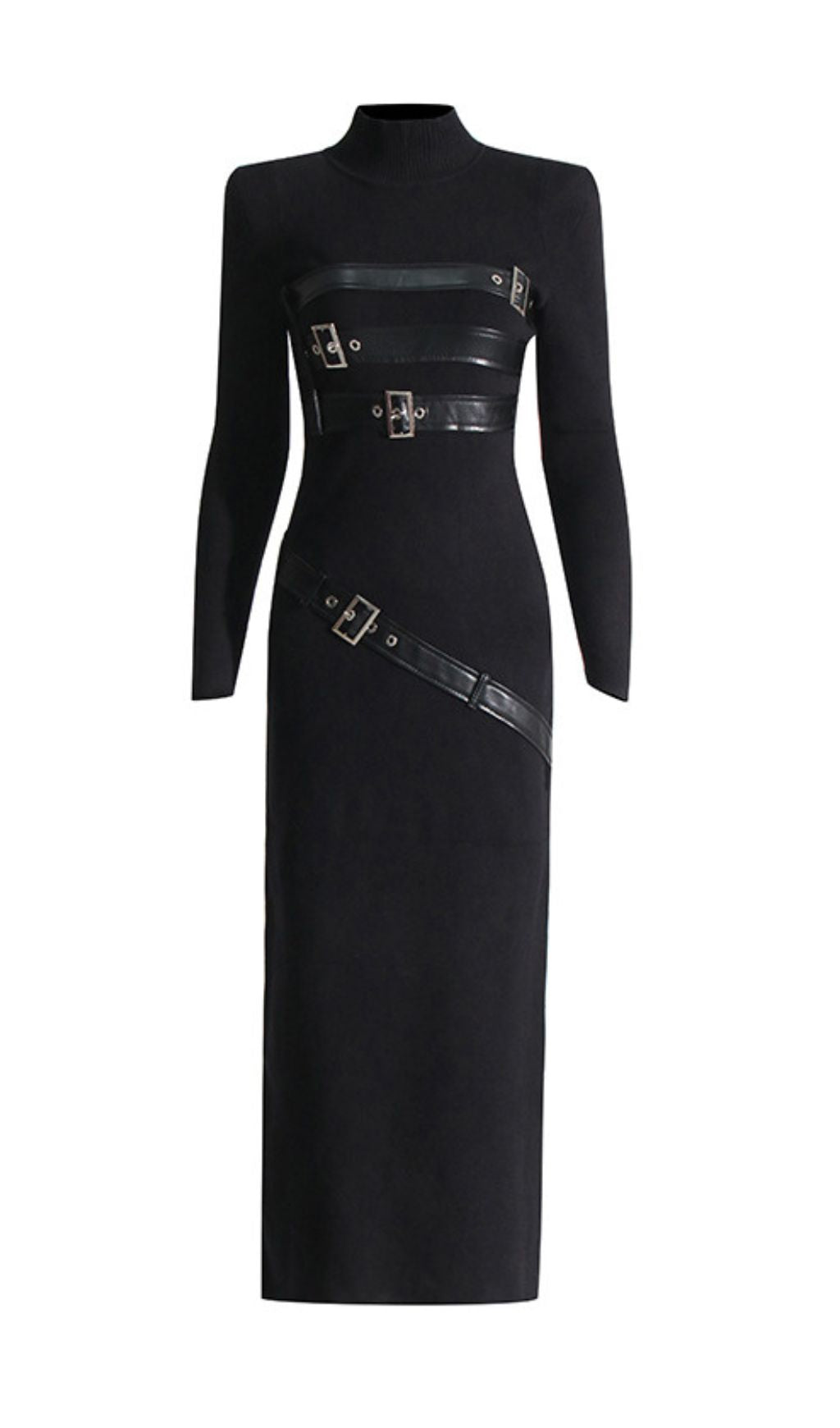 Isai Black Belt Long Sleeve Maxi Dress Flowering Girl