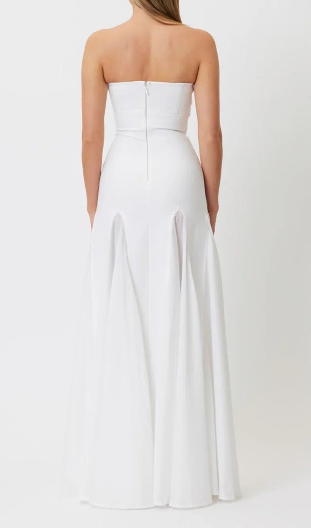 Strapless Mesh Insert A Line Maxi Dress White Flowering Girl