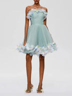 Fuyuko Strapless Mesh Mini Dress Flowering Girl