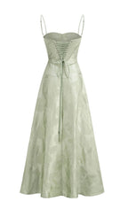 Billie Pistachio Floral Lace Back Maxi Dress Flowering Girl