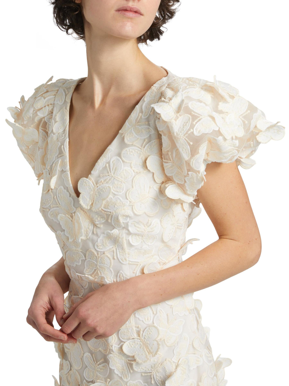 Butterfly Appliqué Mini dress in cream Flowering Girl