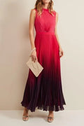 Ombre Pleated Draped Maxi Dress Flowering Girl