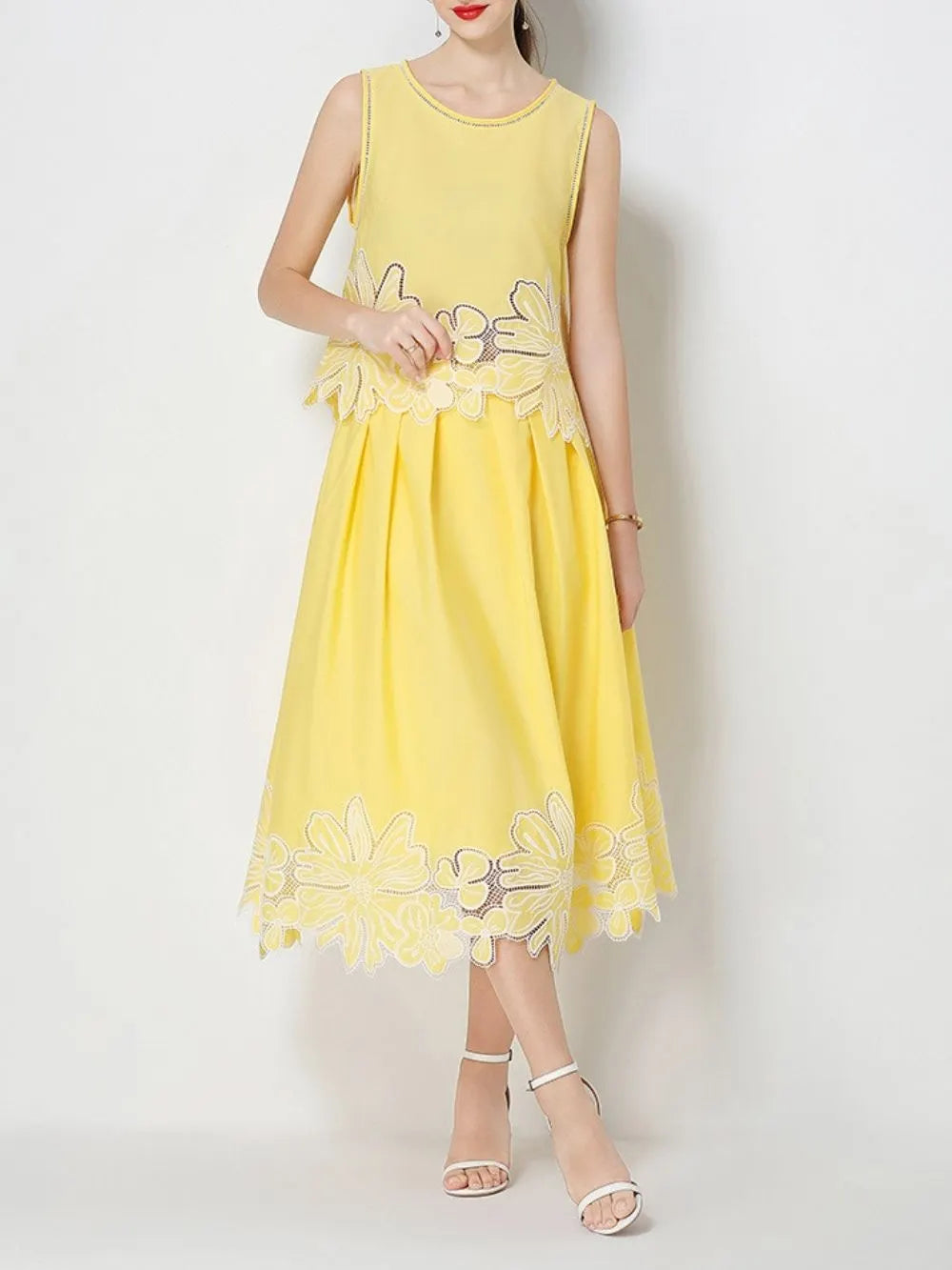 Mahlia Yellow Flower Two-Piece Set Flowering Girl