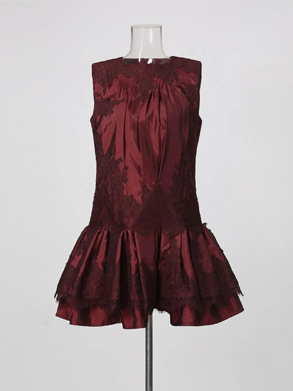 Manda Red Lace Sleeveless Mini Dress Flowering Girl