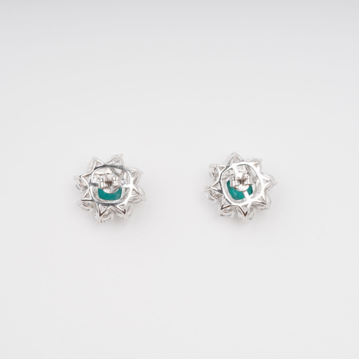 Erica Green Flower Shaped Gemstone Sterling Silver Earrings Flowering Girl