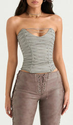 Smoke Lace Up Corset Flowering Girl