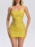 Felicja Backless Flower Sequin Mini Dress Flowering Girl
