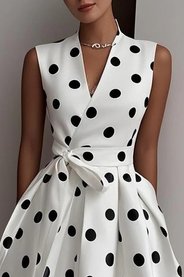 White Polka Dot Strapless Maxi Dress Flowering Girl