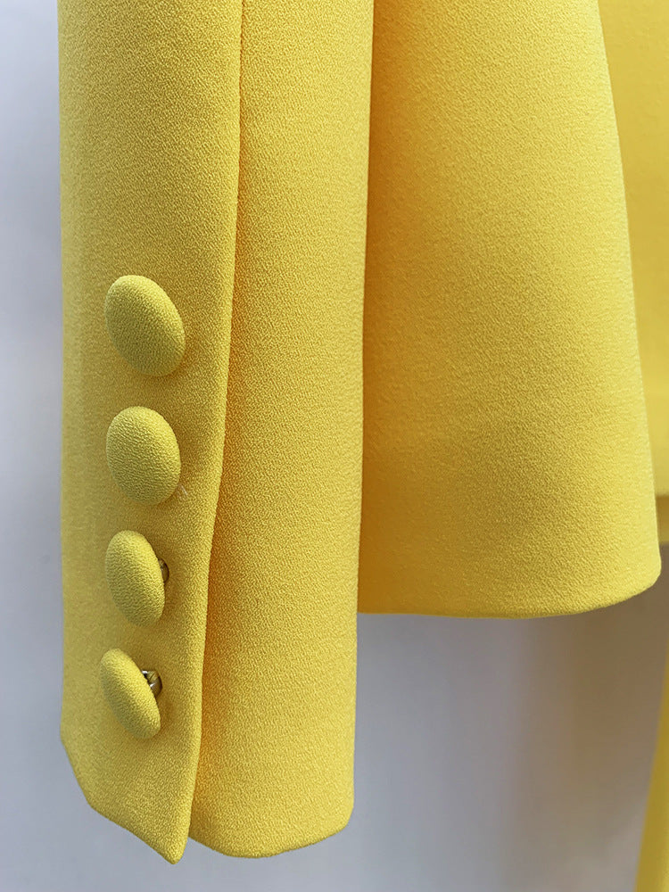 Yellow Double Breasted Pantsuit Flowering Girl