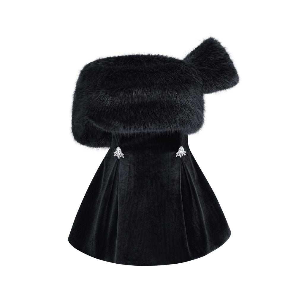 Wivika Velvet Fur Dress Flowering Girl