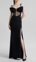 Ceylan Black Mesh Maxi Dress Flowering Girl