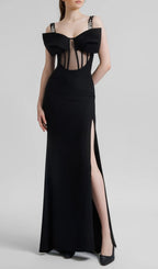 Ceylan Black Mesh Maxi Dress Flowering Girl