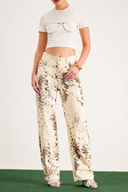 Balwinder Bleached Leopard Pants Flowering Girl