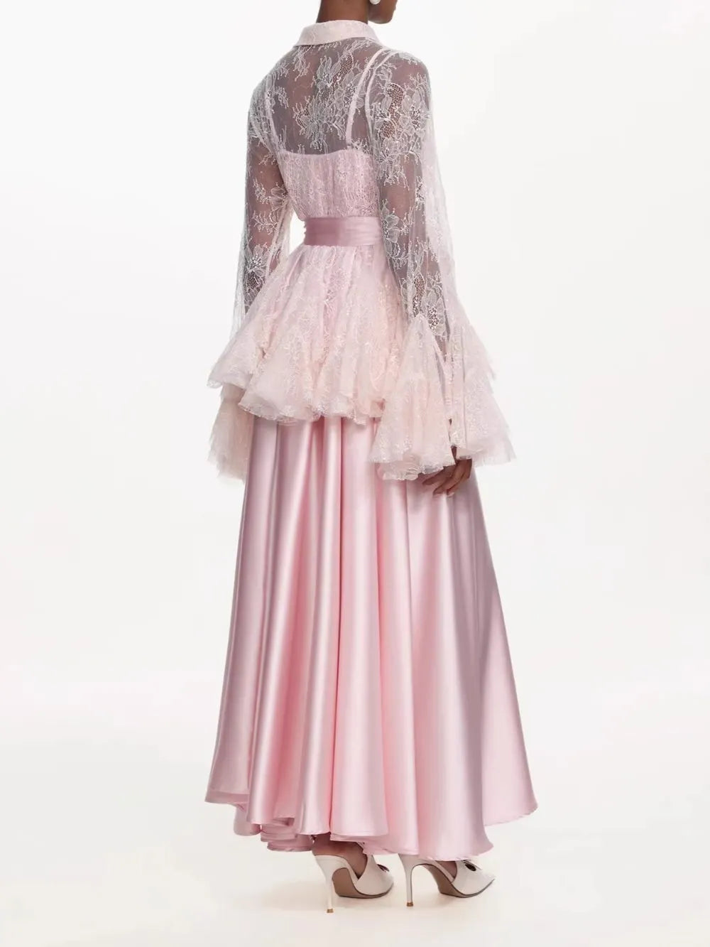 Miori Pink Lace Top & Maxi Dress Set Flowering Girl