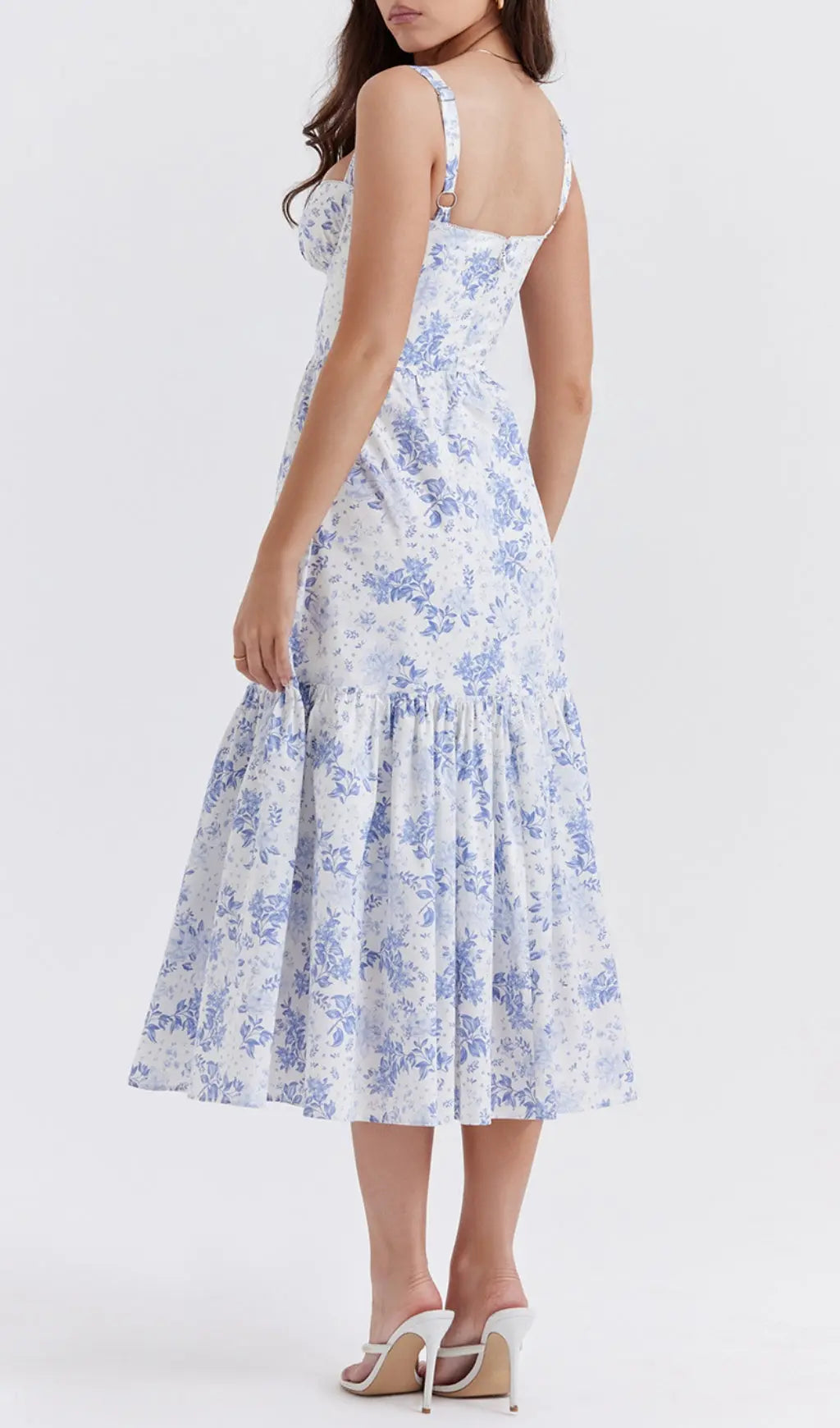 Blue Print Midi Sundress Flowering Girl