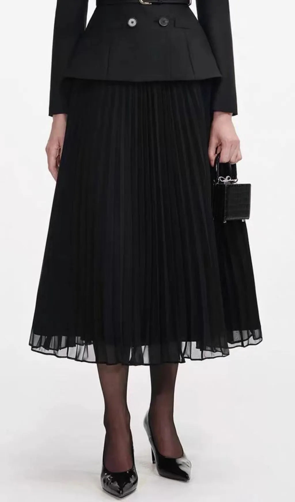 Julitta Black Long Sleeve Midi Dress Flowering Girl