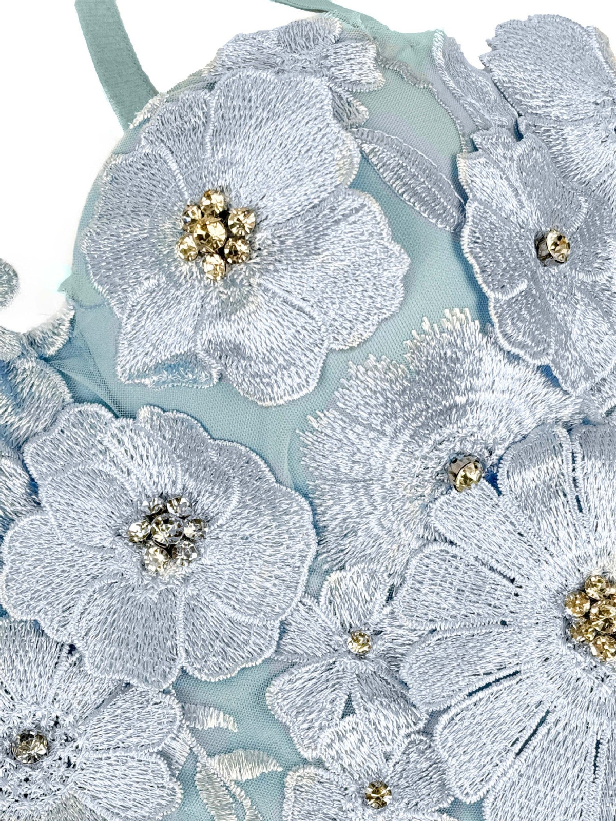 3D Flower Diamond Corset In Blue Flowering Girl