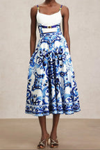 Kaona Halter Floral Printed Top And Skirt Two-Piece Set Flowering Girl