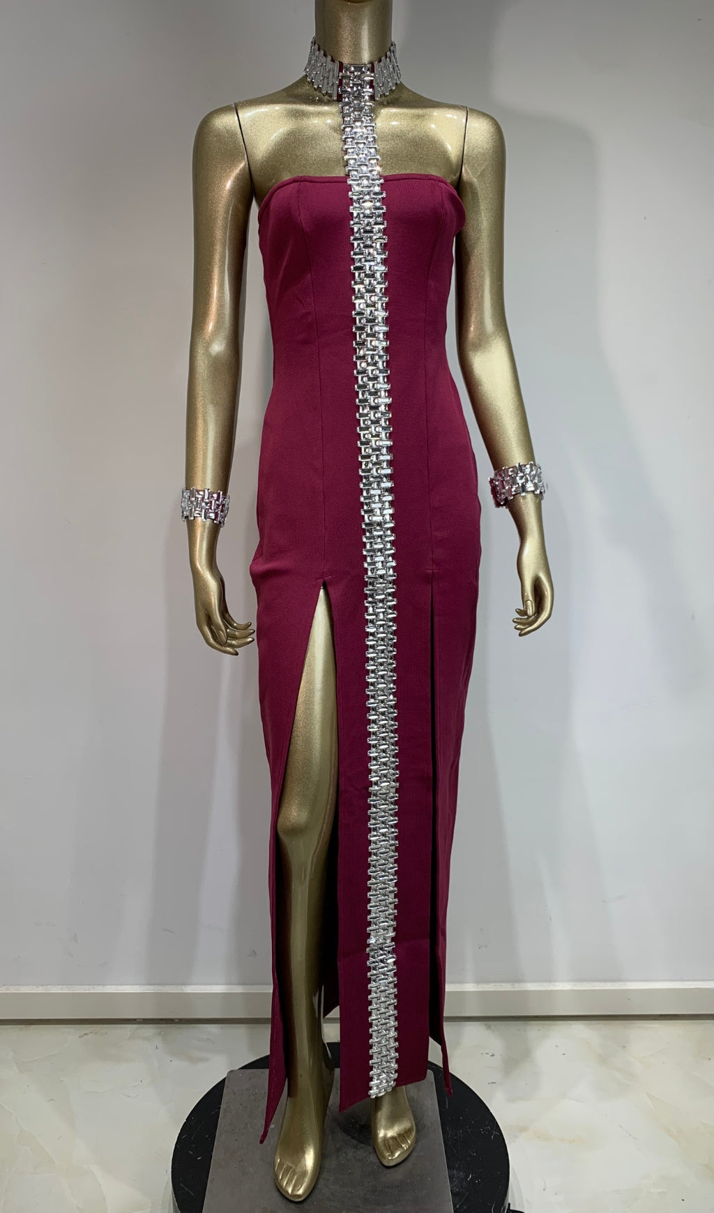 Bubba Bandage Maxi Dress With Diamond Choker And Bracelet Flowering Girl
