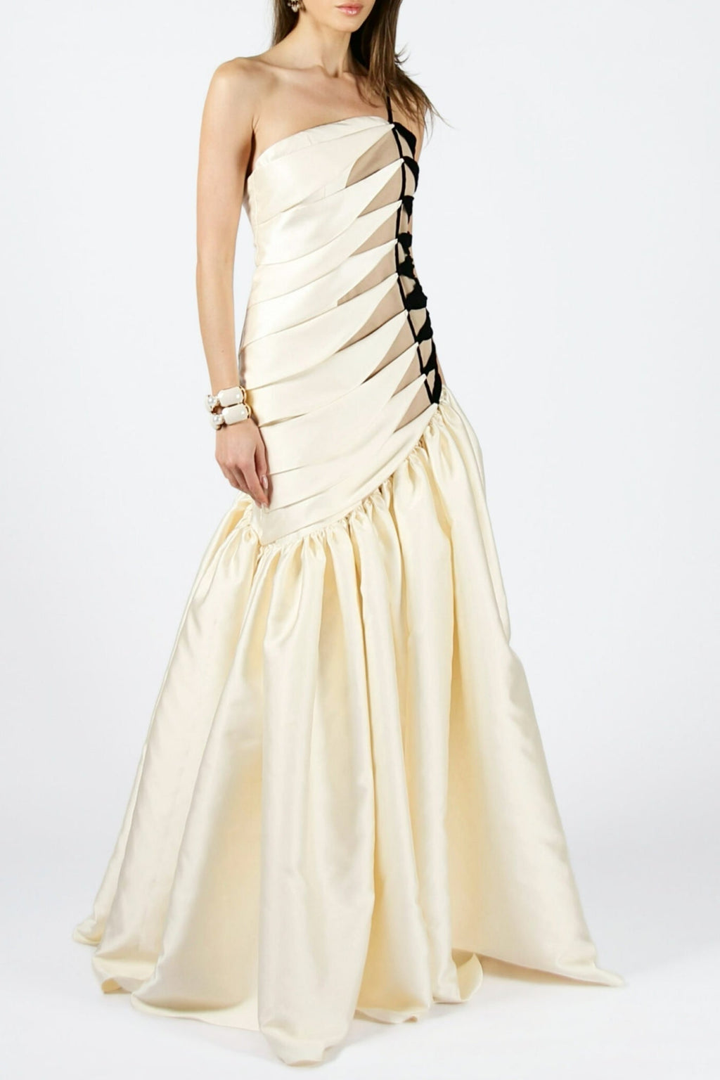 One Shoulder Satin Ruched Maxi Dress Flowering Girl