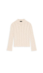 WOOL & CASHMERE CABLE KNIT MOCK NECK SWEATER Flowering Girl
