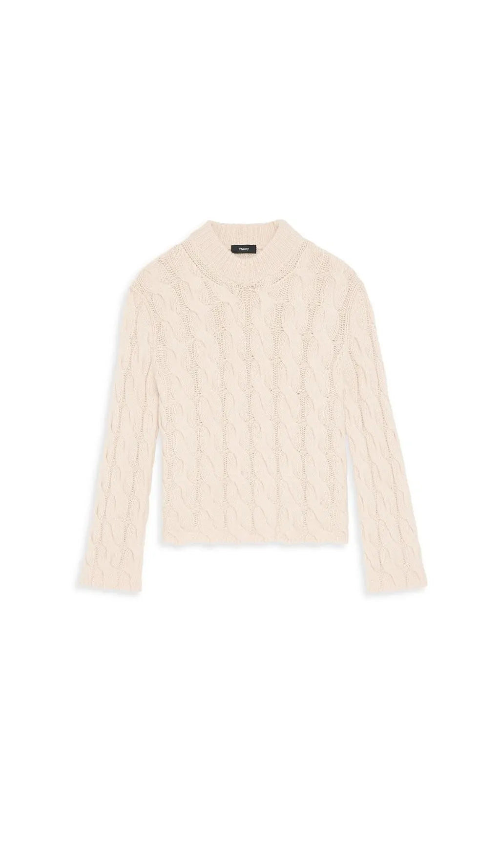 WOOL & CASHMERE CABLE KNIT MOCK NECK SWEATER Flowering Girl