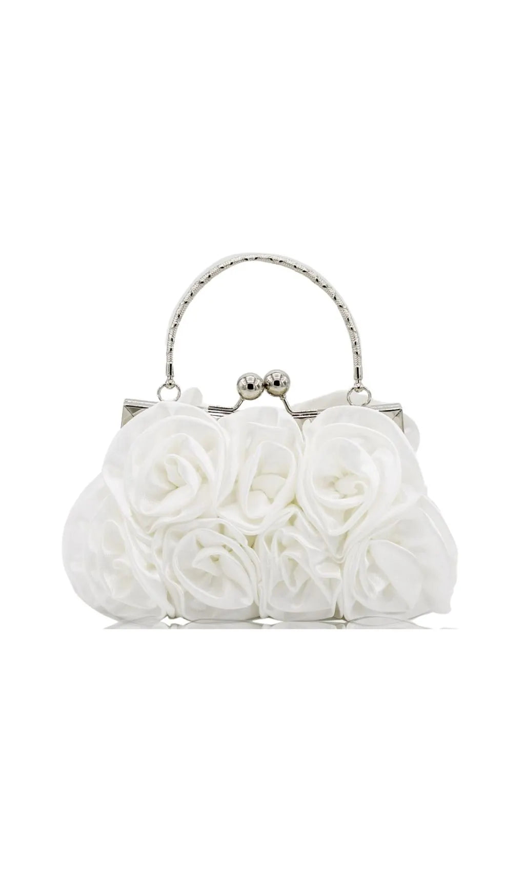 Adahy Flower Satin Bag In White Flowering Girl
