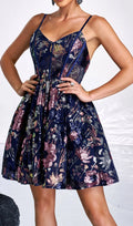 Cedar Navy Flower Corset Mini Dress Flowering Girl