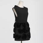 Xaviera Rose Applique Mini Dress In Black Flowering Girl