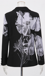 Giah Black Flower Blazer & Pants Set Flowering Girl
