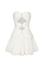 Strapless Cutout Mini Dress - White Flowering Girl