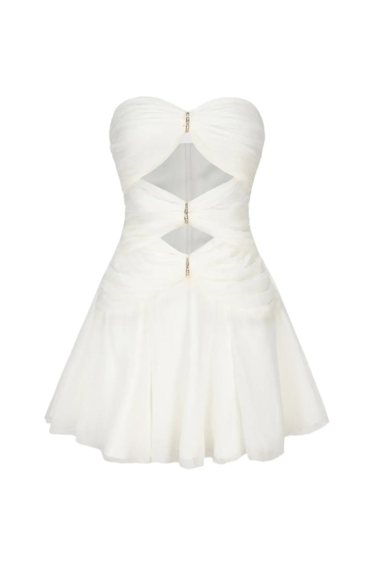 Strapless Cutout Mini Dress - White Flowering Girl