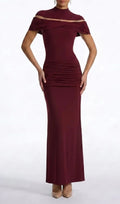 Celsor Cape Ruched Maxi Dress Flowering Girl