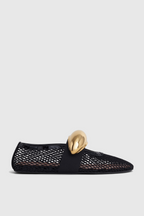 Emerson Hardware Buckle Fishnet Ballet Flats Flowering Girl