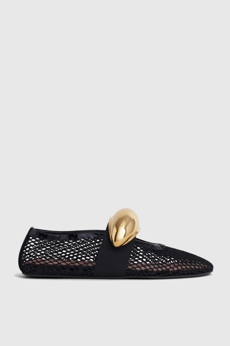 Emerson Hardware Buckle Fishnet Ballet Flats Flowering Girl