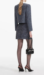 Blue Boucle Jacket Flowering Girl
